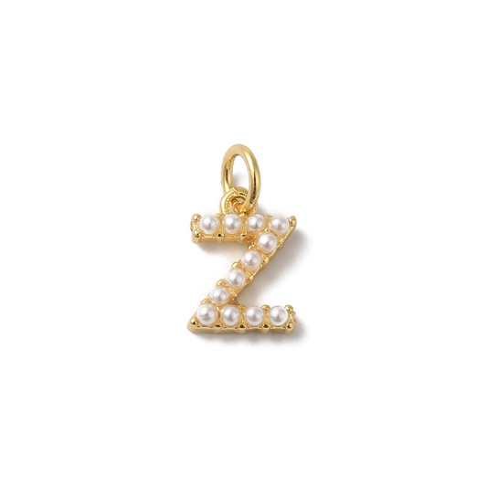 Gold Pearl Initial Charm - "Z"