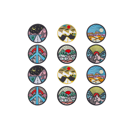 Assortment & Front View Mountain Patch Collection | Set of 5