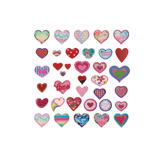 Front View Pattern Heart Patches - Assorted | Set of 5