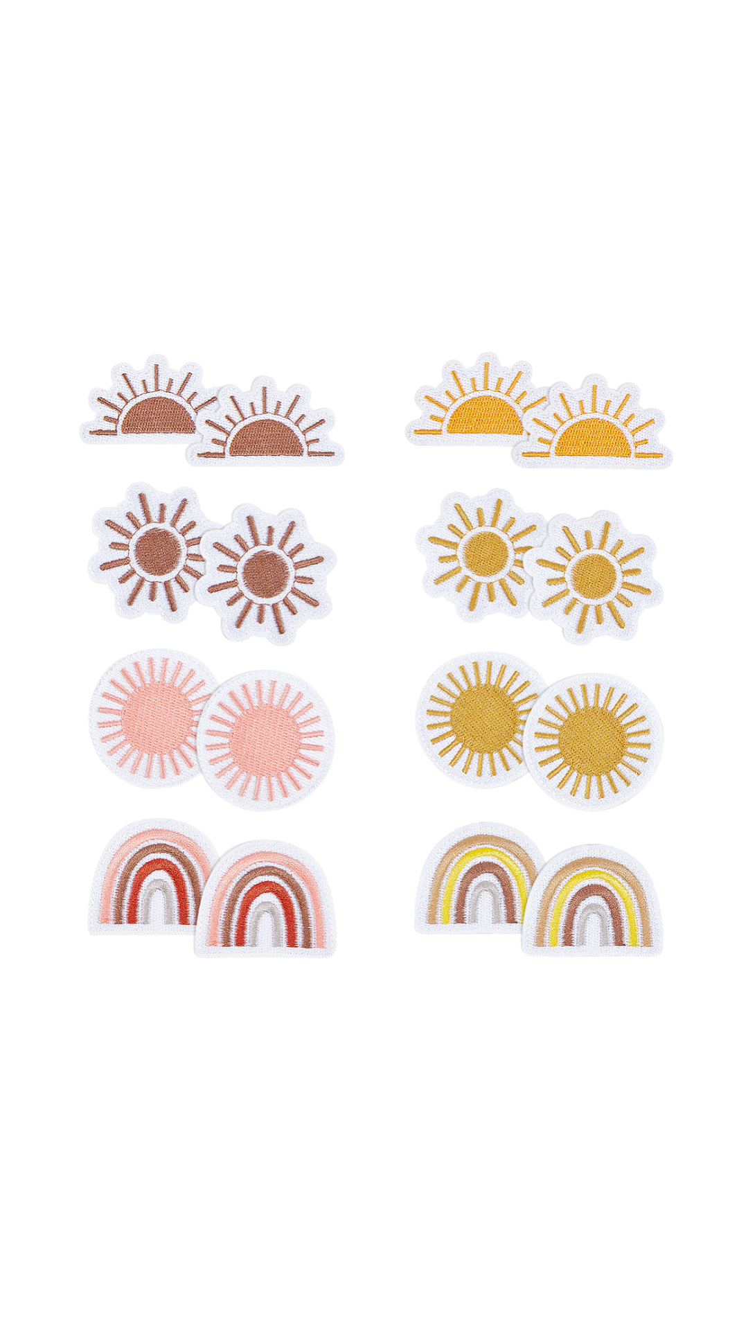 Front view of the Boho Sun and Rainbow Patches | Assorted
