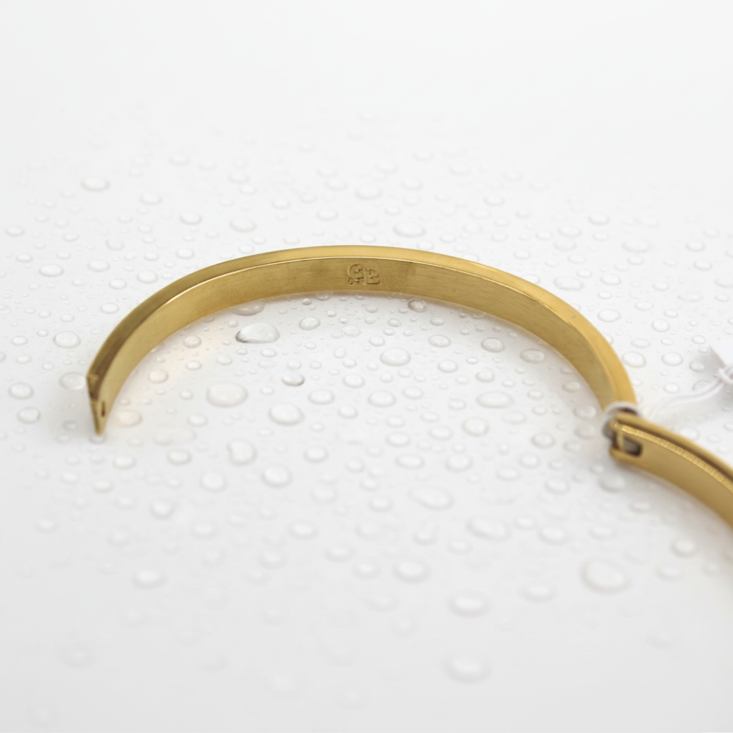 Gold Plain Bangle Bracelet | Waterproof, Hypoallergenic & Tarnish Resistant