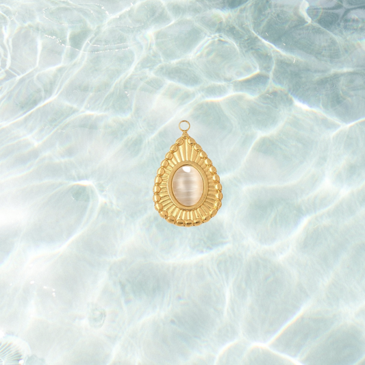 Gold Inner Glow Teardrop Charm | Waterproof Stainless Steel