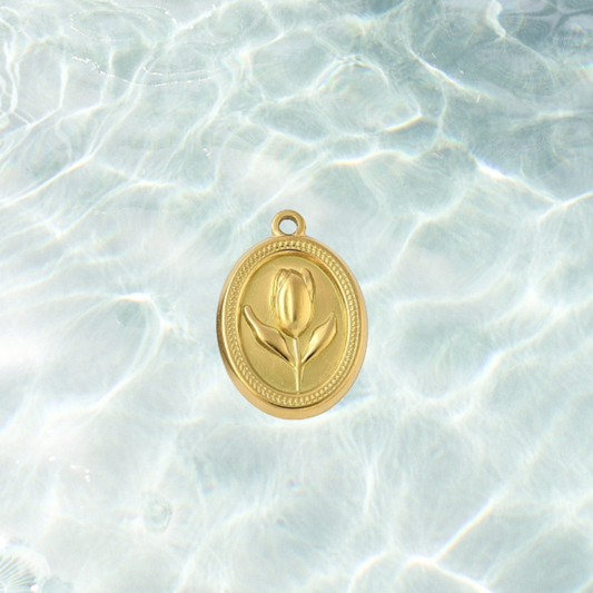 Gold Darling Tulip Frame Charm | Waterproof Stainless Steel