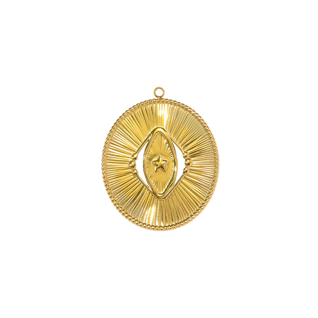 Gold Radiant Sunburst Star Medallion | Waterproof Stainless Steel