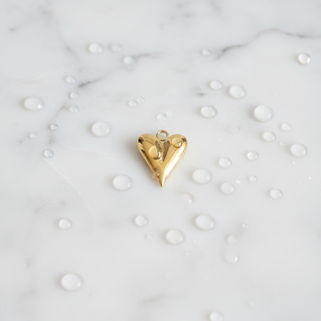 Gold Simple Love Heart Charm | Waterproof Stainless Steel