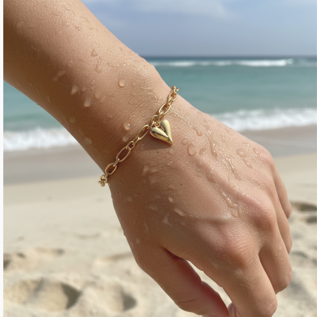 Gold Simple Love Heart Charm | Waterproof Stainless Steel