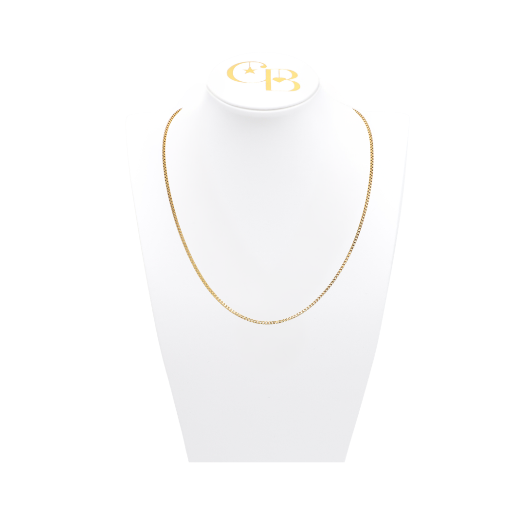 Classic Gold Box Chain Necklace | Waterproof Stainless Steel