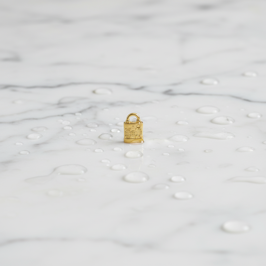 Gold Promise Lock Charm | Waterproof Stainless Steel