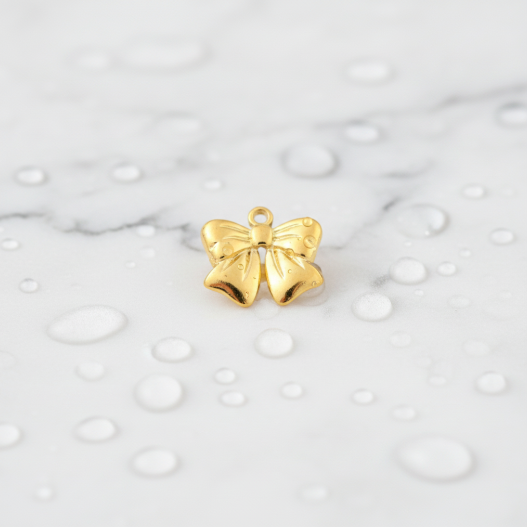 Gold Petite Bowknot Charm | Waterproof Stainless Steel