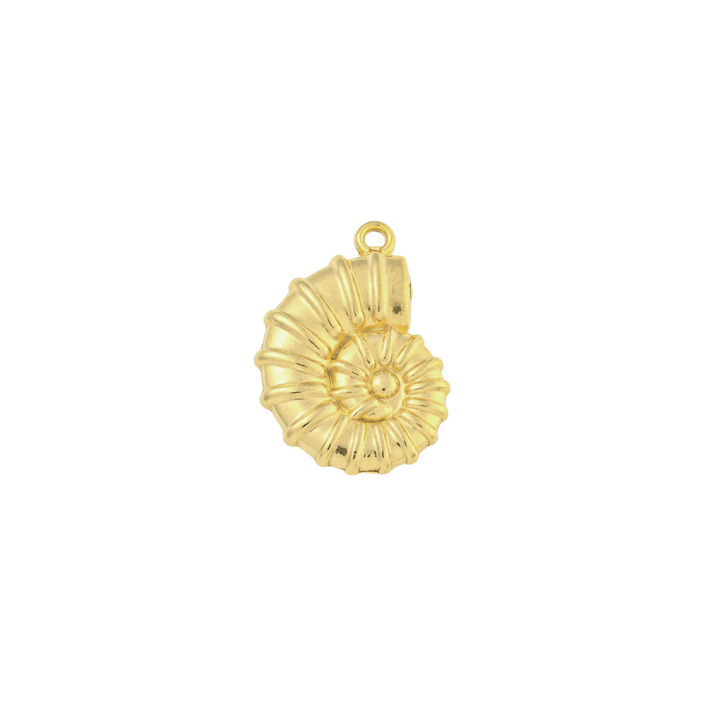 Gold Nautilus Shell Charm on transparent background 