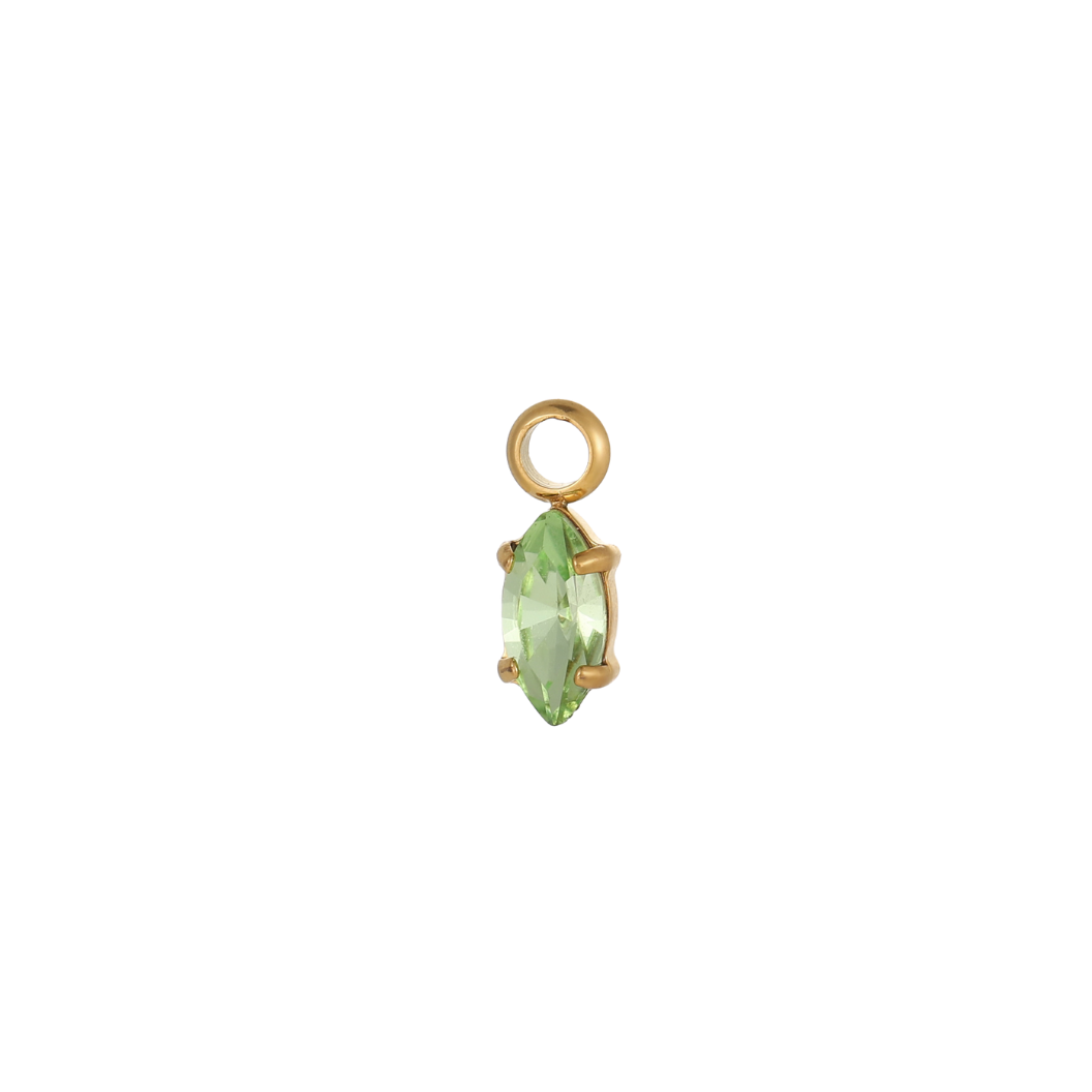 Gold Luminous Marquise Gem Charm green stone