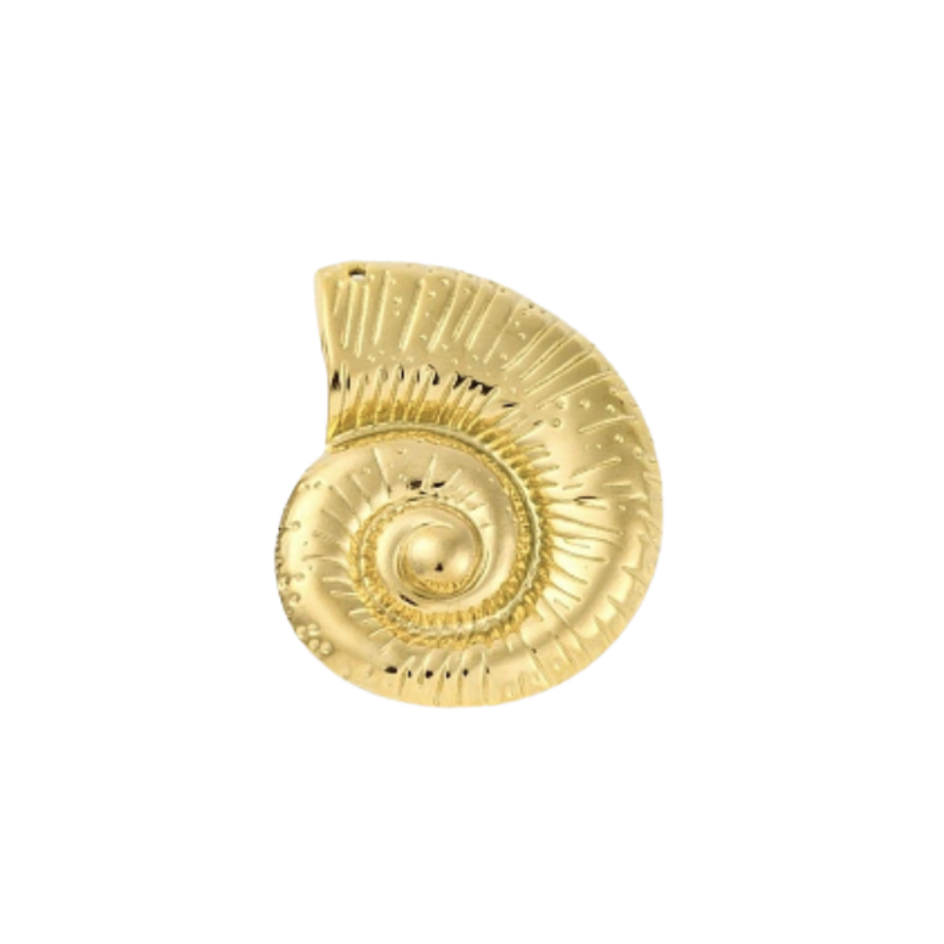 Gold Oceanic Conch Charm on transparent background