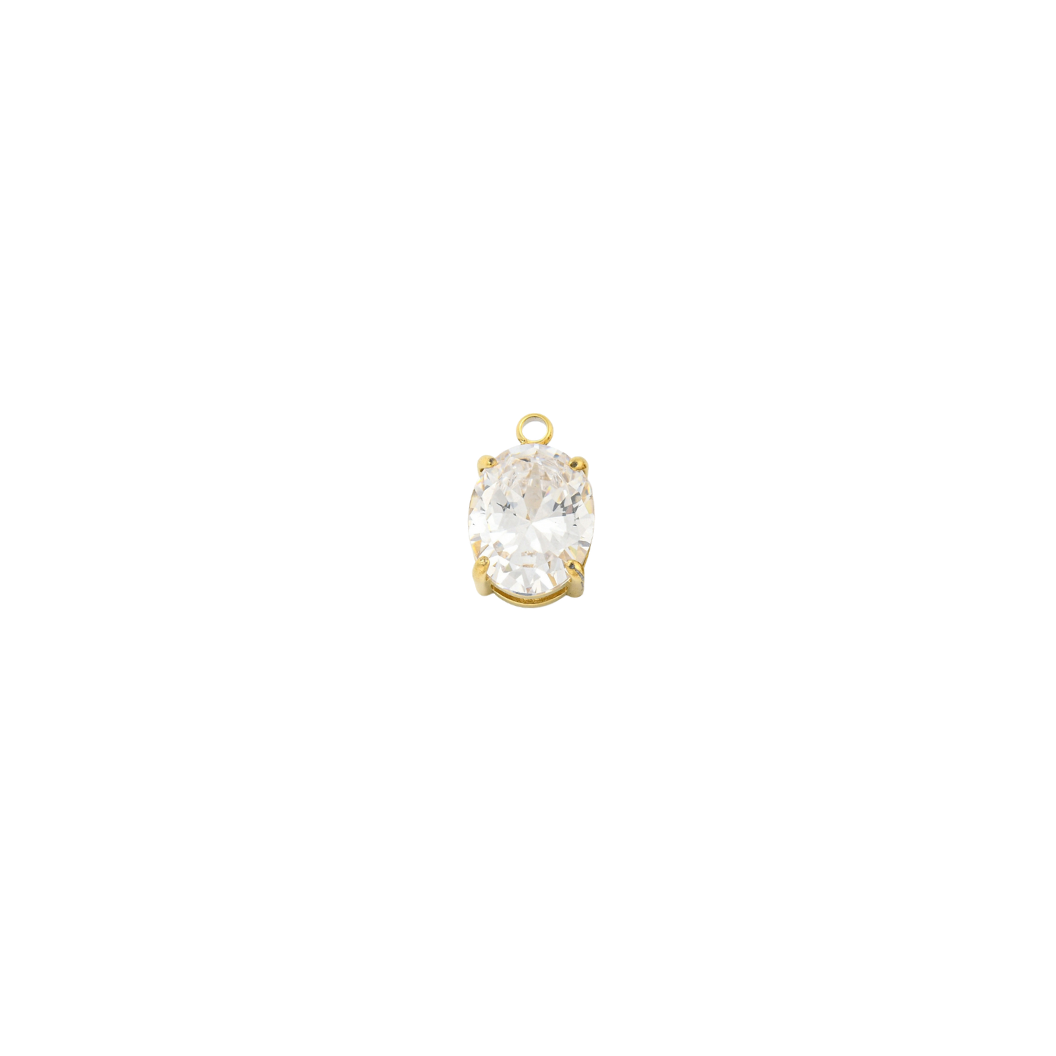 Gold Pure Brilliance Oval Cubic Zirconia Charm  on transparent background
