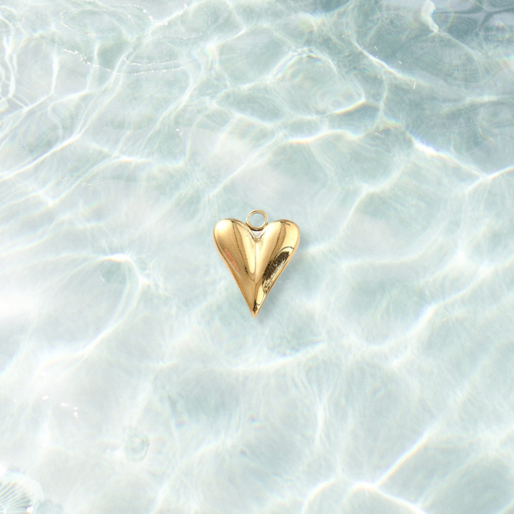 Gold Simple Love Heart Charm | Waterproof Stainless Steel