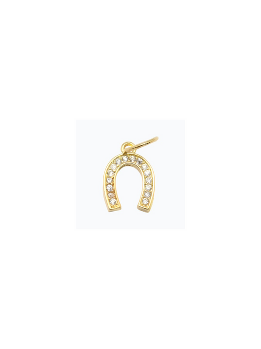 Gold Crystal Horseshoe Charm