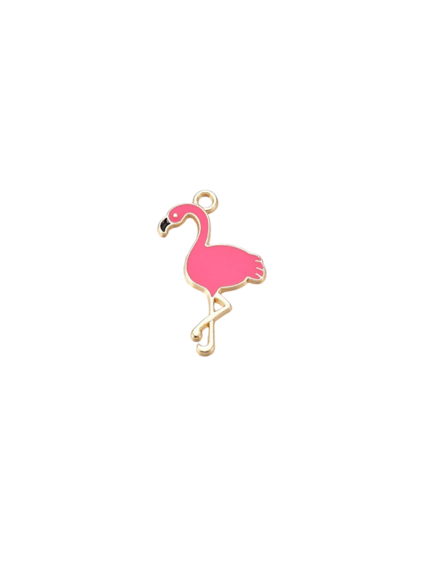 * Gold Pink Flamingo Charm