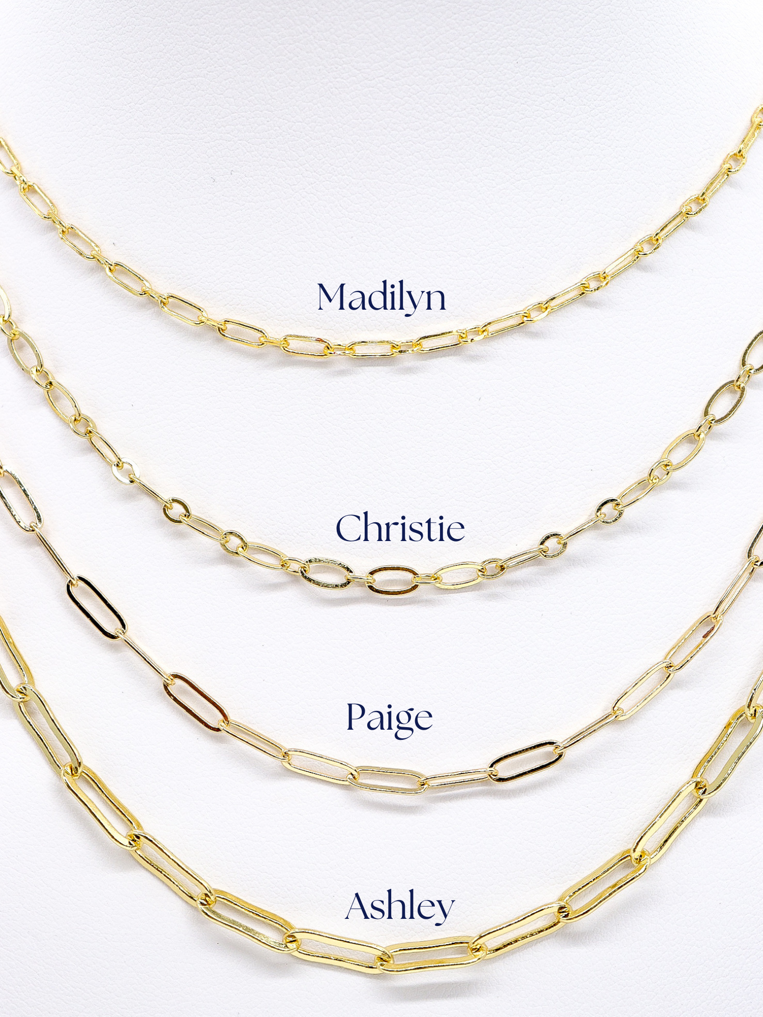 Closer look at our Best Selling Chains, "Ashley" and "Christie". 