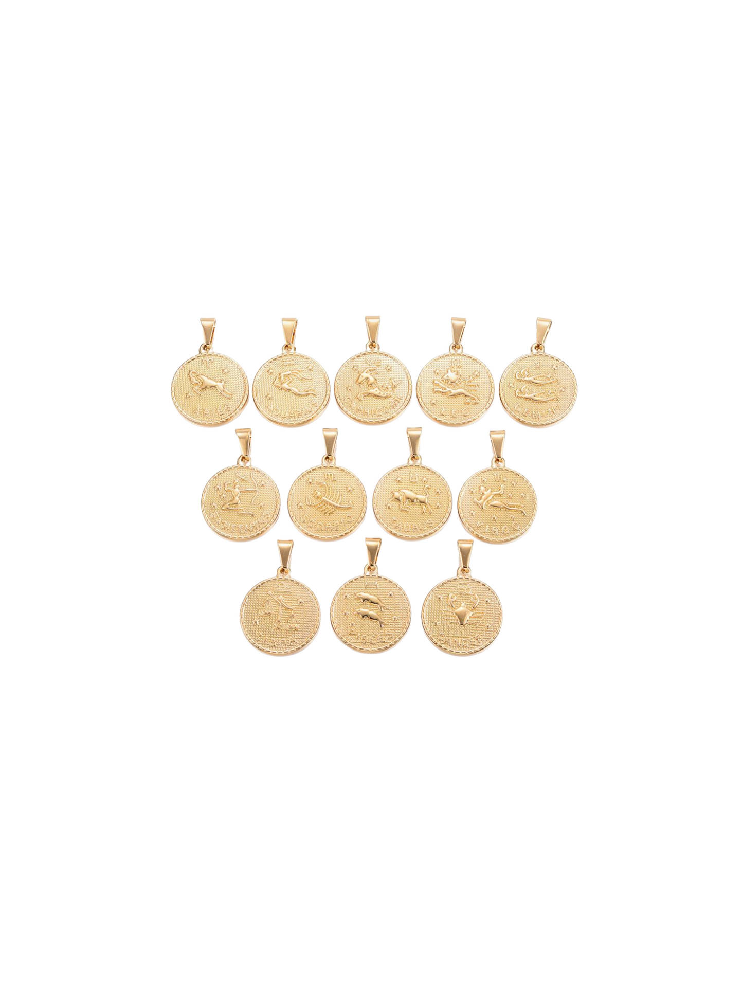 Gold Zodiac Disc Charm | Set