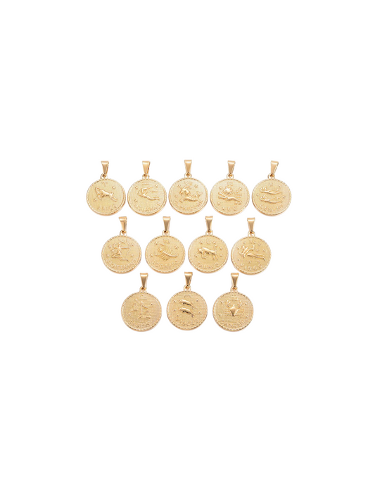 Gold Zodiac Disc Charm | Set