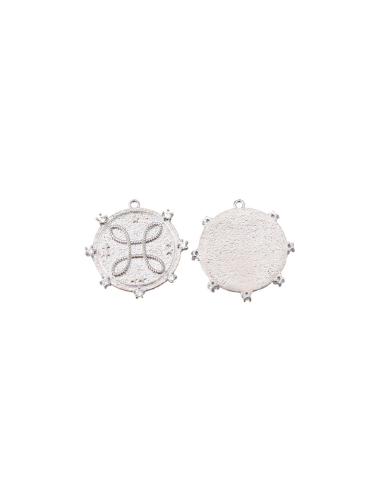 Constellation Disc Charm in silver, front and back view