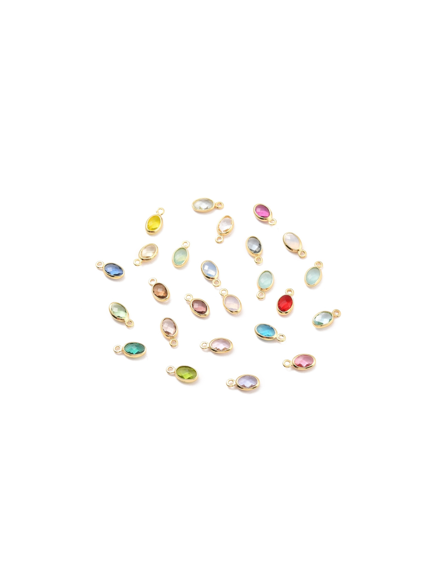 Front of Gold Oval Framed Glass Charms - Assorted