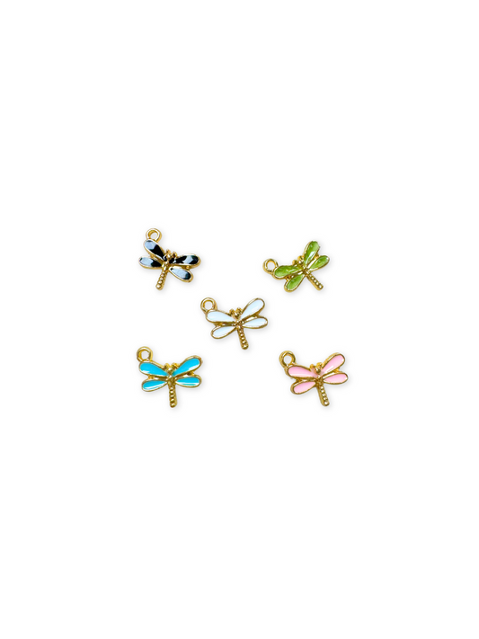 Gold and Enamel Dragonfly Charm - Assorted