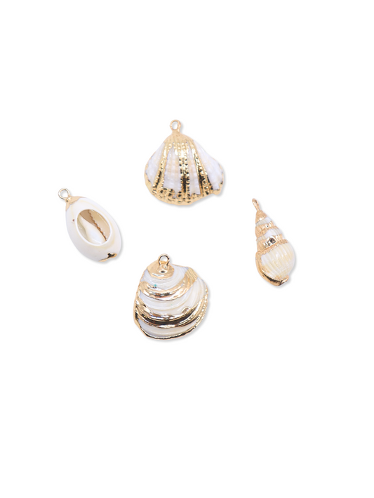 Gold Brushed Seashell Charms - Assorted