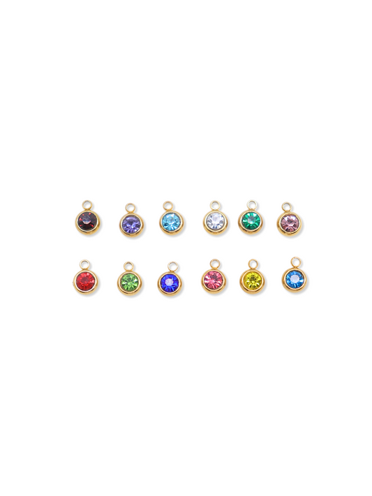 Gold Round Rhinestone Birthstone Set of 12