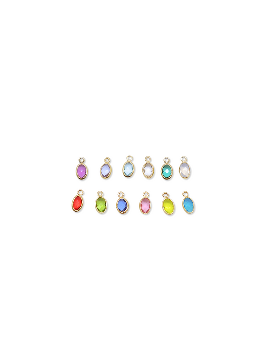 Gold Oval Glass Birthstone Set of 12