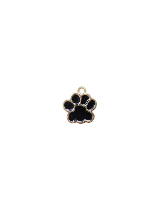 Gold & Black Puppy Paw Print Charm