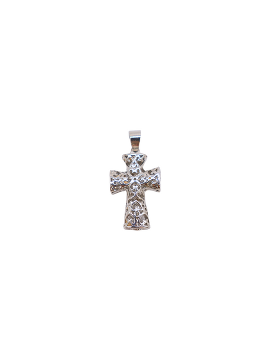 Silver Carved Cross Charm