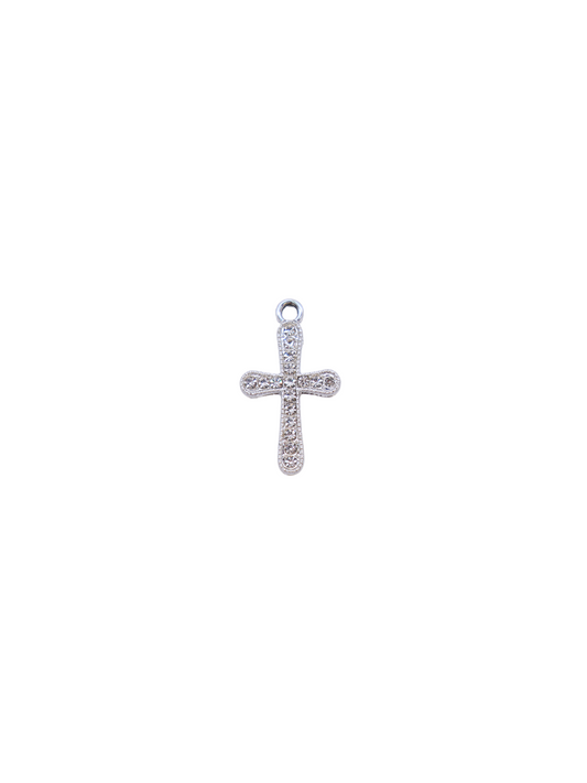 Silver Crystal Cross Charm