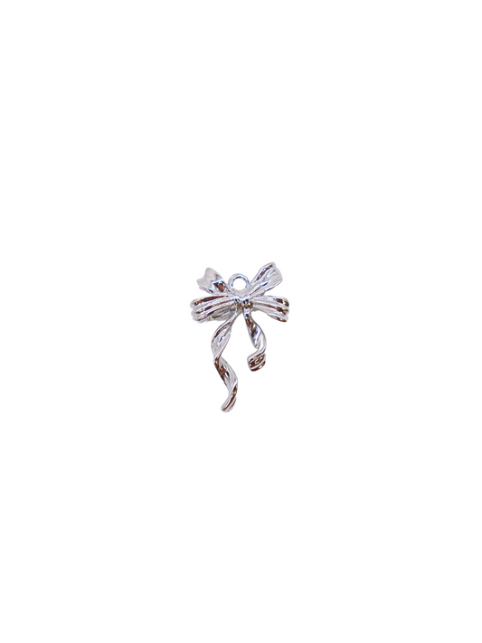 Silver Ribbon Bow Charm