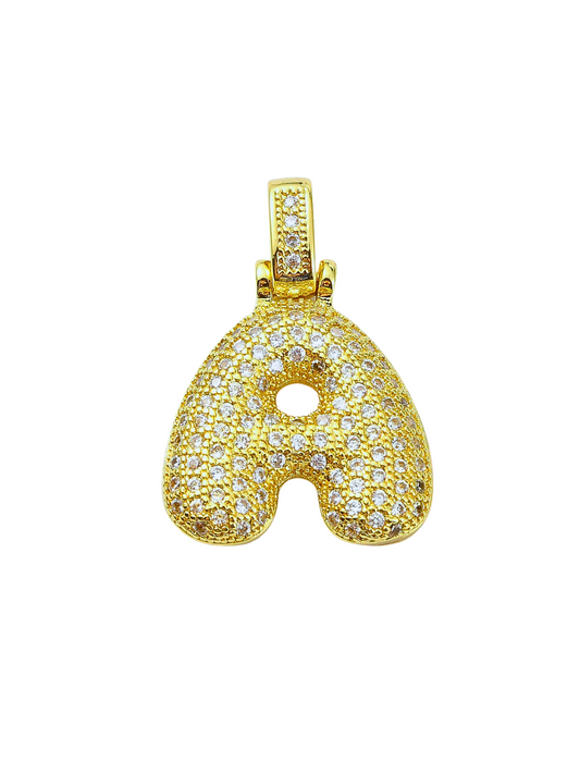 Front view of Bubble Rhinestone Letter Charm "A"