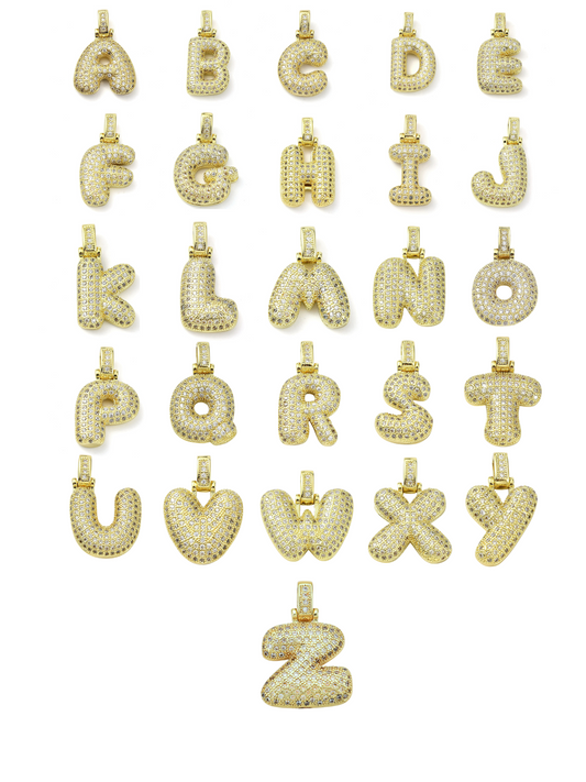 Gold Rhinestone Bubble Initial Letter | Alphabet Charm Set