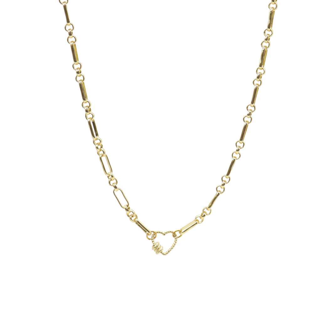 Gold Anna Necklace with Heart Bella Carabiner