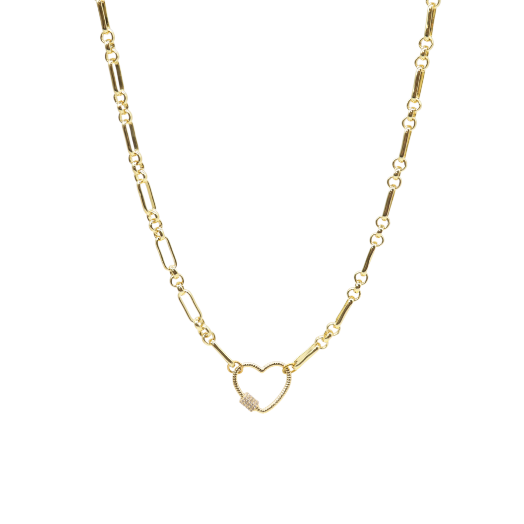 Gold Anna Necklace with Heart Gabi Carabiner
