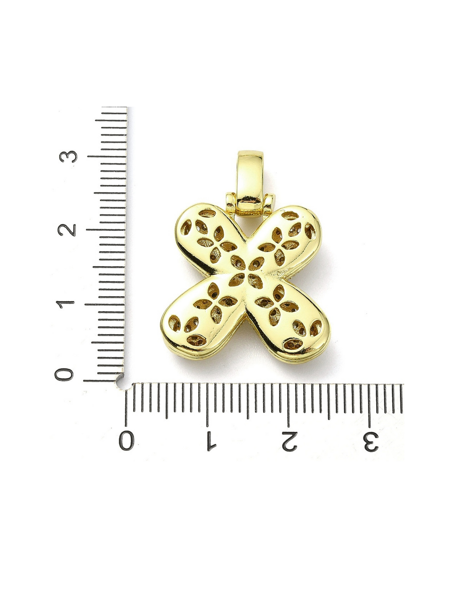 Gold Rhinestone Bubble Letter "X" Charm