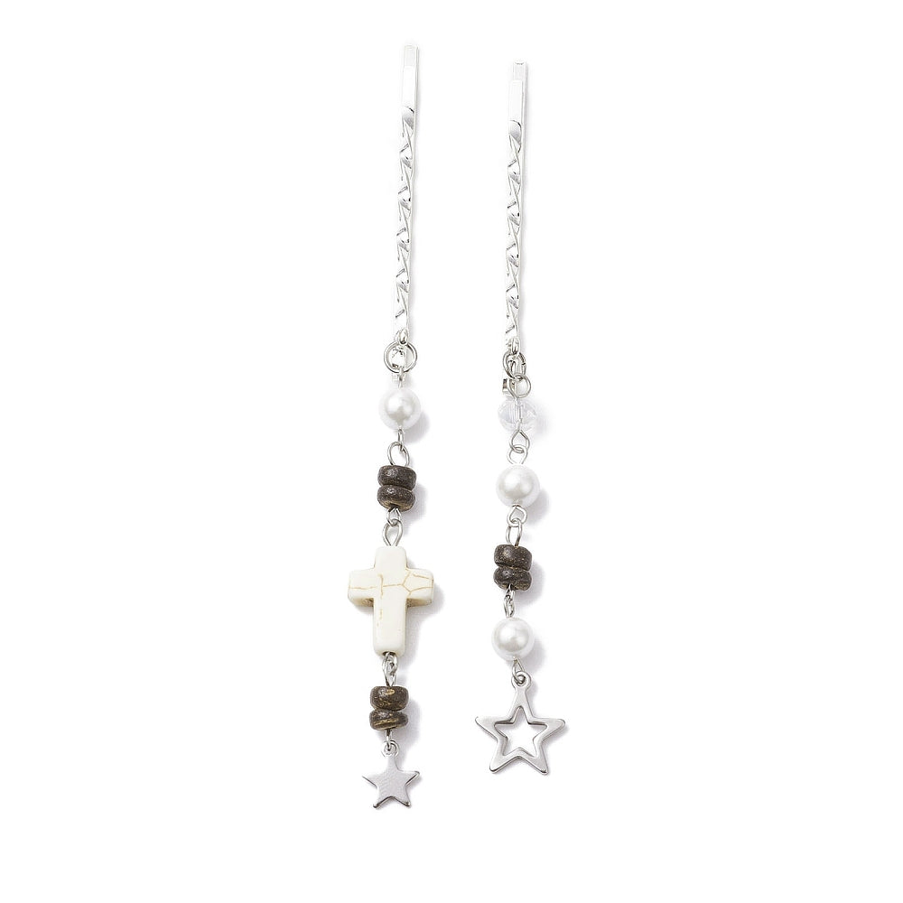 Silver Cross & Star Bobby Pin | Set