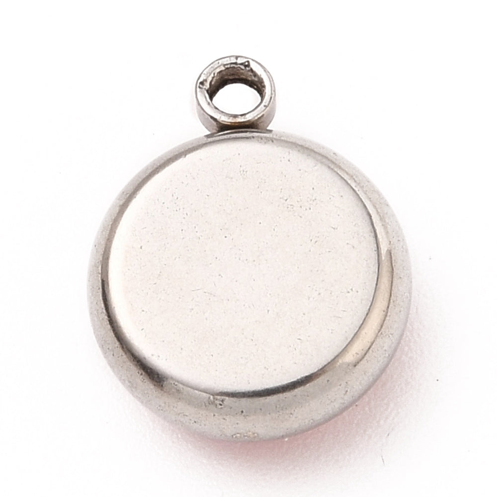 Back View of the Silver Round Glass Charm | Assorted
