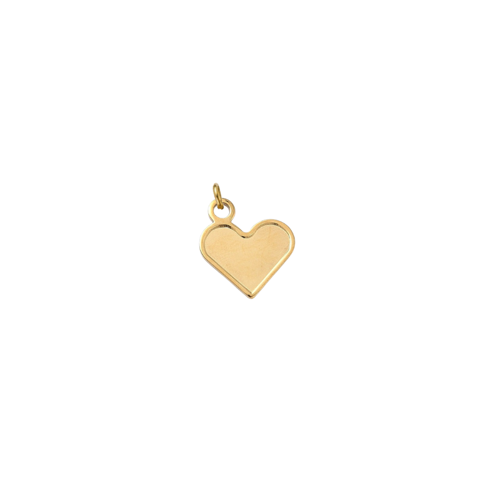 Gold classic heart-shaped charm with a smooth polished finish on a white background