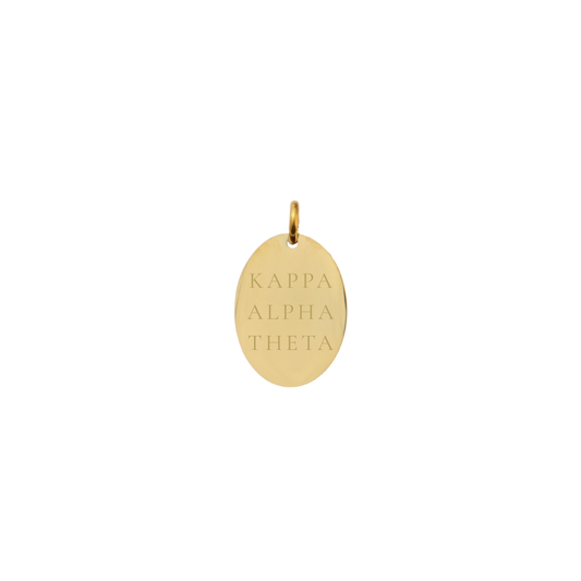 Kappa Alpha Theta gold small oval charm with full sorority name