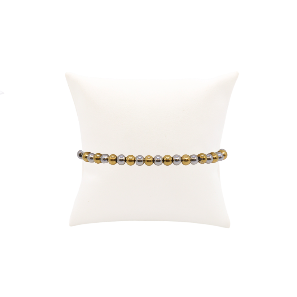 Mixed Metal Classic Beaded Bracelet - Waterproof, Hypoallergenic & Tarnish Resistant