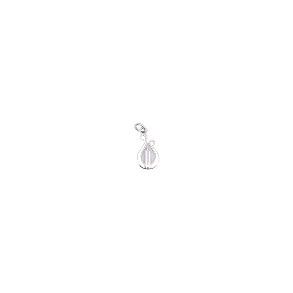 Silver lyre charm on a white background