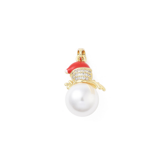 Gold Pearl & Cubic Zirconia Snowman Charm