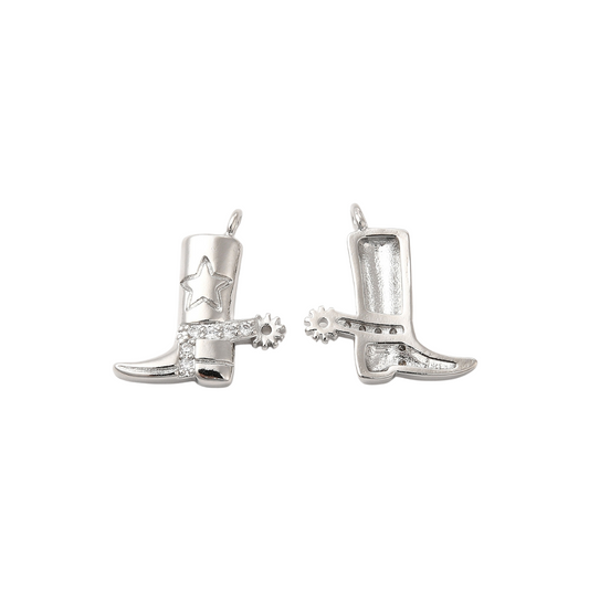 Silver Western Cowgirl Boot Charm