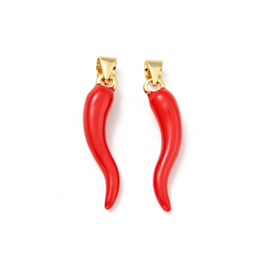 Gold Red Hot Chili Pepper Charm