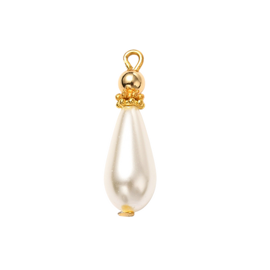 Gold Pearl Vintage Teardrop Charm