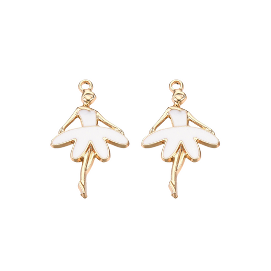 Gold and White Ballerina Charm